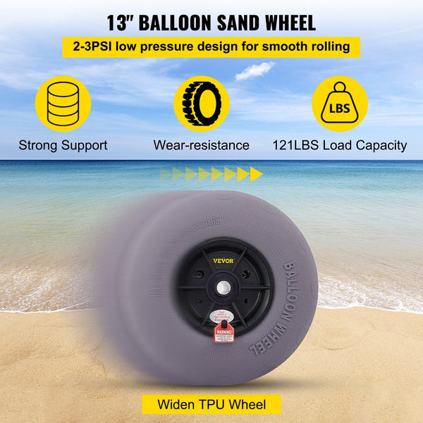 Vevor Balloon Beach Wheels Replacement Tires 13" Tpu 121 Lbs Load Capacity Wheelbarrows Carts Wagons