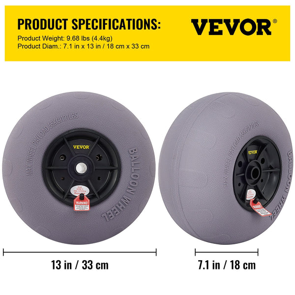 Vevor Balloon Beach Wheels Replacement Tires 13" Tpu 121 Lbs Load Capacity Wheelbarrows Carts Wagons