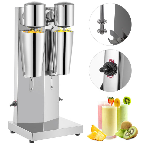 Vevor Commercial Milkshake Maker Machine Double Heads Thickshake Frother Stainless Countertop Blenders