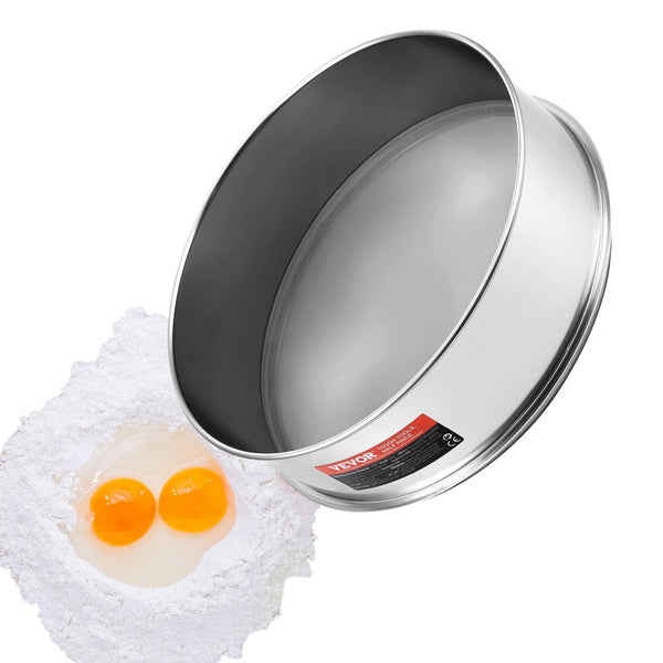 Vevor Flour Sieve Fine Mesh 80 Sifter 304 Stainless Steel Food Grade Dia. 12.6" Strainers For Baking 5 Sizes Hole Mungbean Rice Pearl Powder Other Kit