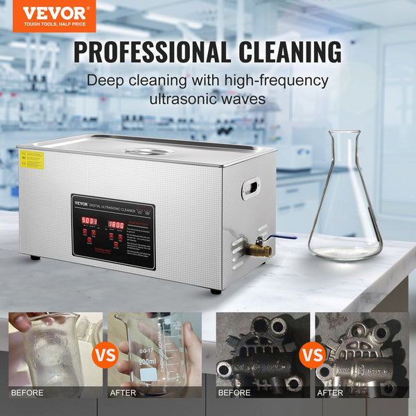 Vevor 22L Ultrasonic Cleaner With Timer Heating Machine Digital Sonic Cleaners & Polish