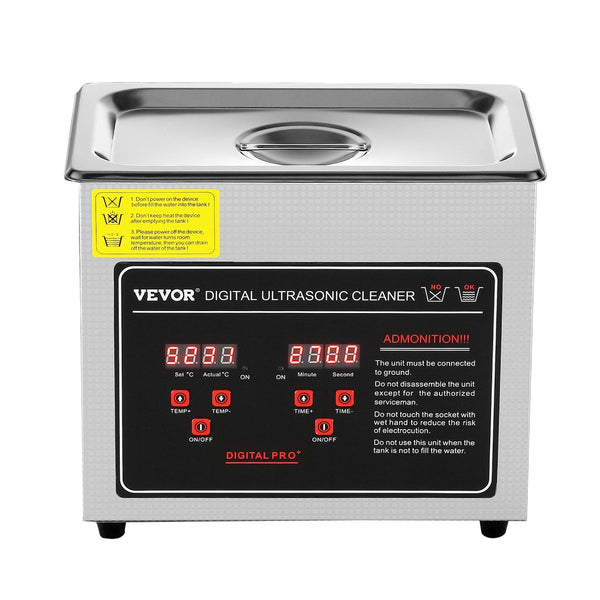 Vevor Ultrasonic Cleaner With Digital Timer & Heater Professional Sonic Jewelry Stainless Steel Heated Cleaning Machine For Glasses Watch Rings Small