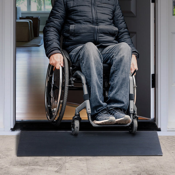 Vevor 4 Cm Rise Cuttable Threshold Ramp For Sweeping Robot 90 Wide Natural Rubber Wheelchair Non Slip Solid With Double Sided Tape Doorways Driveways