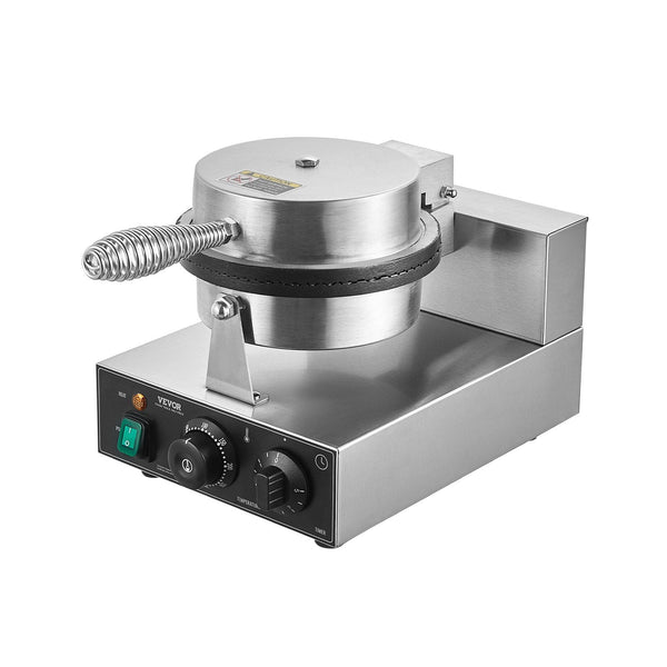 Vevor Electric Ice Cream Cone Maker Commercial 1230W Waffle Machine Non Stick Stainless Steel Egg Roll Mold With Temperature And Time Control Handle F