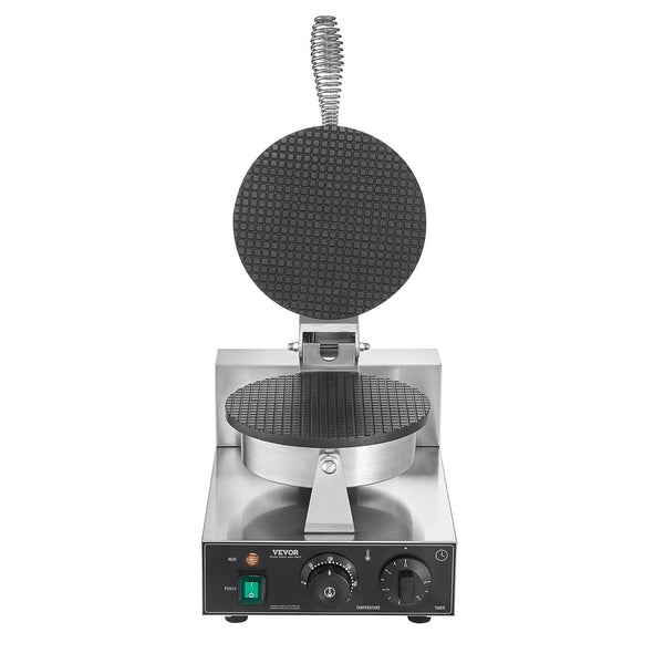 Vevor Electric Ice Cream Cone Maker Commercial 1230W Waffle Machine Non Stick Stainless Steel Egg Roll Mold With Temperature And Time Control Handle F