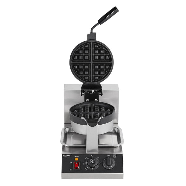 Vevor Commercial Waffle Maker 1300W Non Stick Belgian Iron Rotatable Waffle Makers