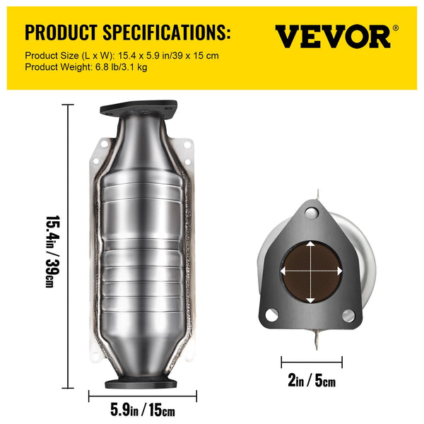 Vevor Catalytic Converter Compatible With 1998 2002 Honda Accord 2.3L Direct Fit High Flow Series Stainless Steel Exhaust Pipe Flange Design & Gasket