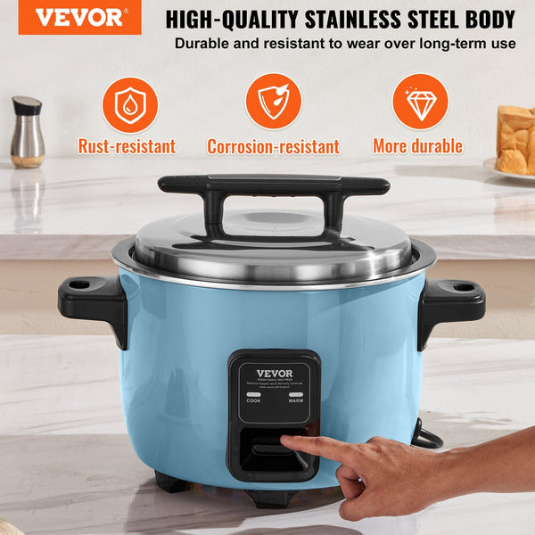 Vevor Commercial Rice Cooker 40 Cup 8L Large Nonstick Warmer Light Blue Rice Cookers