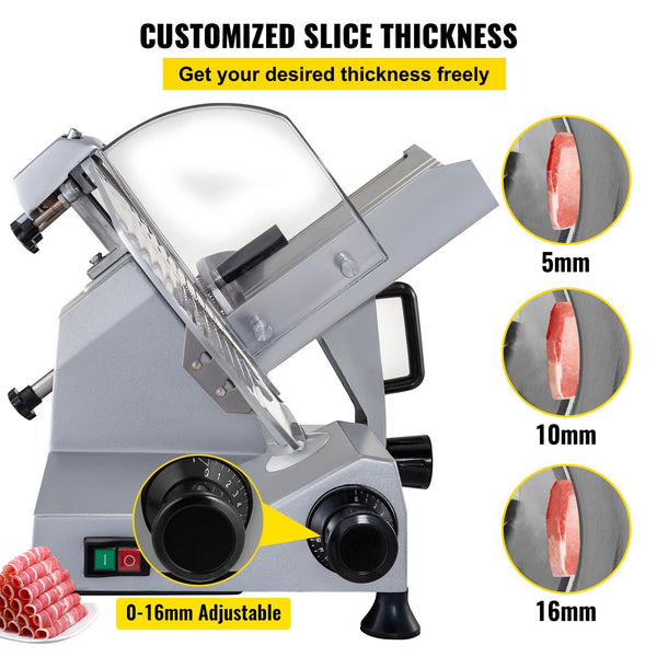 Vevor Commercial Meat Slicer 320W Electric Deli Food 12 Inch Carbon Steel Blade 350 400Rpm 0 0.6 Adjustable Thickness For Cheese Veggies Ham Slicers A
