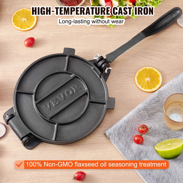 Tortilla Press 8 Inch And Roti Maker Cast Iron Heavy Duty Tortilladora Seasoned Pataconera With 100 Pcs Parchment Paper Dough For Flour Tawa Silver Ot