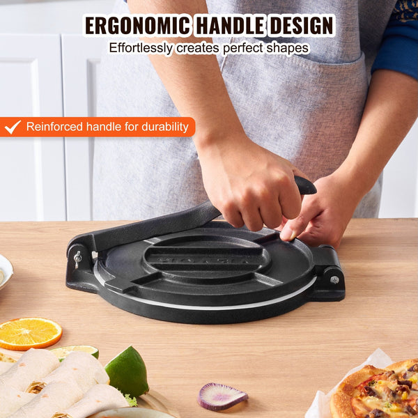 Tortilla Press 8 Inch And Roti Maker Cast Iron Heavy Duty Tortilladora Seasoned Pataconera With 100 Pcs Parchment Paper Dough For Flour Tawa Silver Ot