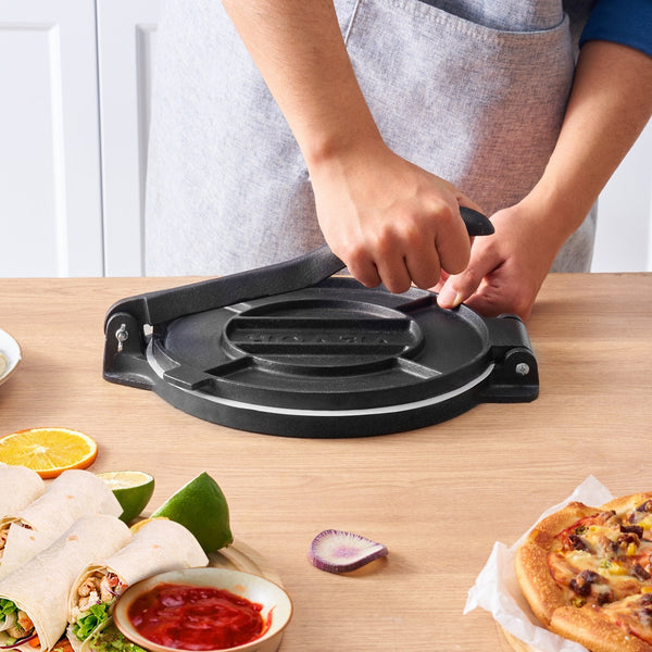 Tortilla Press 8 Inch And Roti Maker Cast Iron Heavy Duty Tortilladora Seasoned Pataconera With 100 Pcs Parchment Paper Dough For Flour Tawa Silver Ot