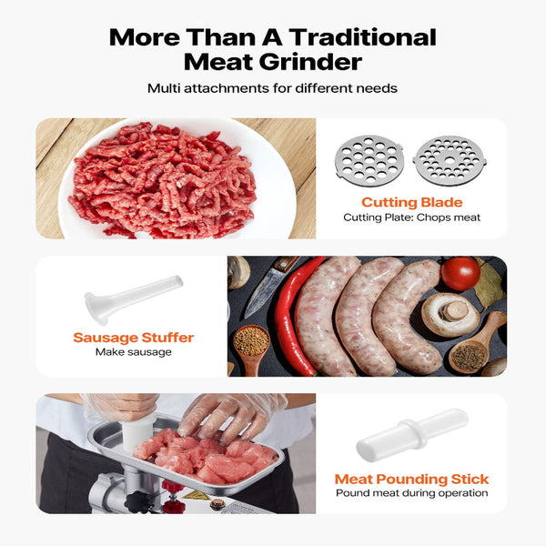 Vevor Commercial Electric Meat Grinder 4.5 Lbs/Min Sausage Stuffer Maker Kitchen Sausage Stuffers