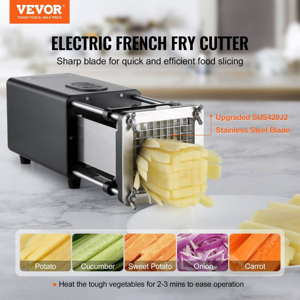 Electric French Fry Cutter Potato Slicer With 1/2 Inch And 3/8 Stainless Steel Blades Chopper W/ Anti Slip Feet Great For Fries Cucumber Vegetables Ca