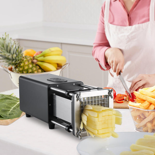 Electric French Fry Cutter Potato Slicer With 1/2 Inch And 3/8 Stainless Steel Blades Chopper W/ Anti Slip Feet Great For Fries Cucumber Vegetables Ca
