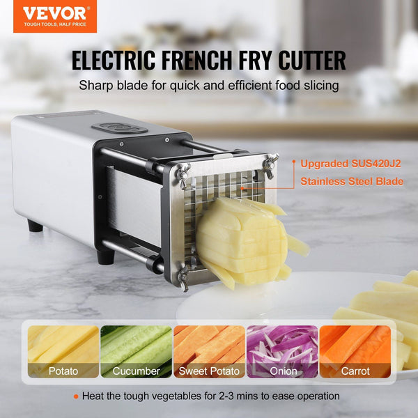 Electric French Fry Cutter Potato Slicer With 1/2 Inch And 3/8 Stainless Steel Blades Chopper W/ Anti Slip Feet Great For Fries Cucumber Vegetables Ca