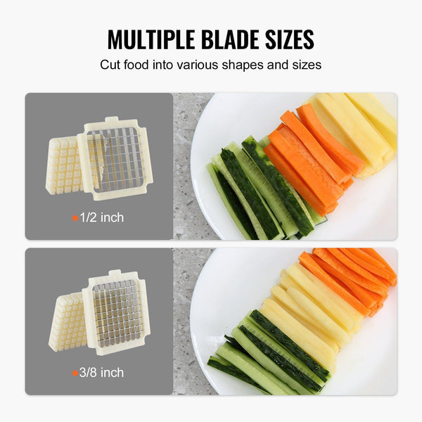 Electric French Fry Cutter Potato Slicer With 1/2 Inch And 3/8 Stainless Steel Blades Chopper W/ Anti Slip Feet Great For Fries Cucumber Vegetables Ca