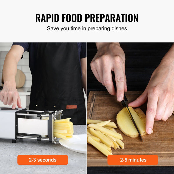Electric French Fry Cutter Potato Slicer With 1/2 Inch And 3/8 Stainless Steel Blades Chopper W/ Anti Slip Feet Great For Fries Cucumber Vegetables Ca