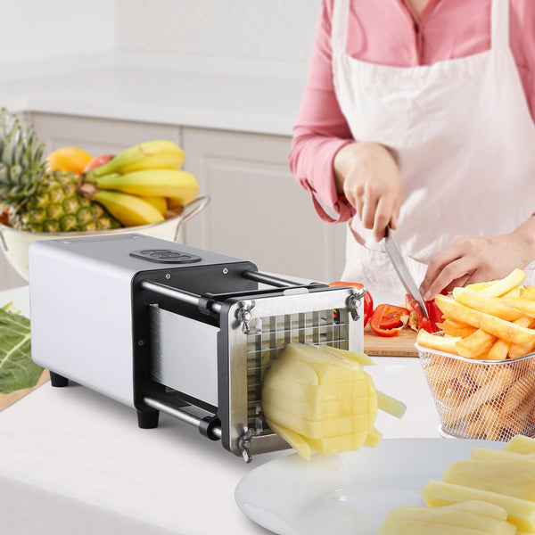 Electric French Fry Cutter Potato Slicer With 1/2 Inch And 3/8 Stainless Steel Blades Chopper W/ Anti Slip Feet Great For Fries Cucumber Vegetables Ca