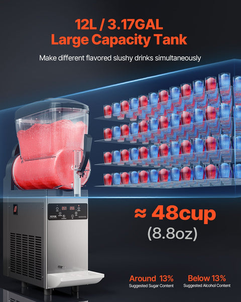 12L Commercial Slushy Machine Margarita Smoothie Frozen Drink Maker Slushie Makers