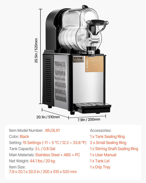 Vevor 3L Commercial Slushy Machine Margarita Smoothie Frozen Drink Maker Slushie Makers