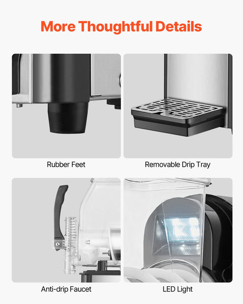 Vevor Commercial Slushy Machine 4L Single Tank Frozen Drink 16 Cups Stainless Steel Margarita Smoothie Maker Slushie For Home Party Restaurants Cafe B