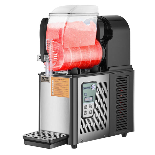 Vevor Commercial Slushy Machine 4L Single Tank Frozen Drink 16 Cups Stainless Steel Margarita Smoothie Maker Slushie For Home Party Restaurants Cafe B