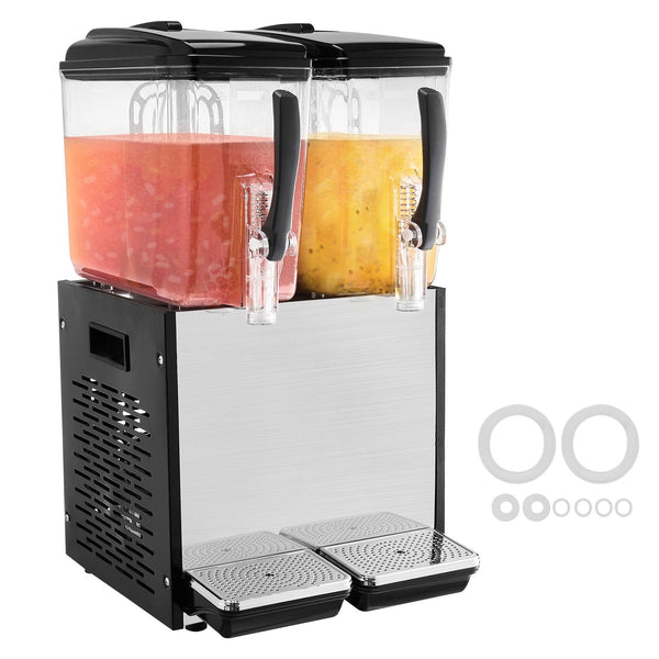 Commercial Beverage Dispenser 2 Tanks 12L Each Juice Ice Tea Drink Machine 286W Dispensers