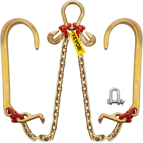 V Bridle Chain 5/16 In X 2 Ft Tow Grade 80 Transport 9260 Lbs Break Strength With Tj Hooks And Crab Heavy Duty Pear Link Connector Shorteners Other Ma