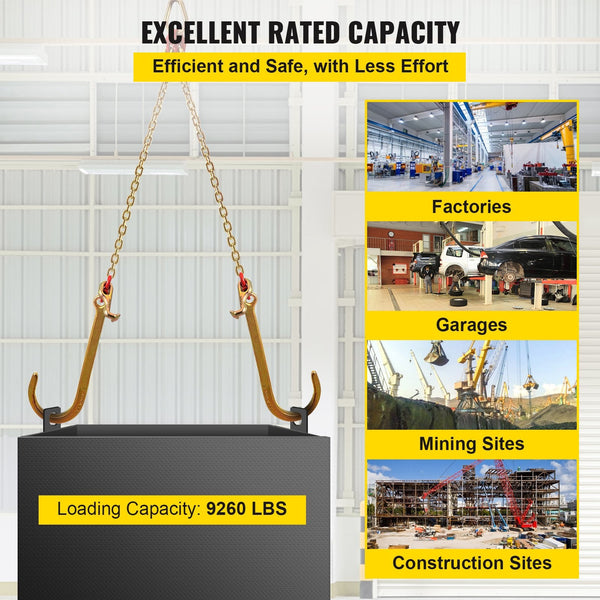 V Bridle Chain 5/16 In X 2 Ft Tow Grade 80 Transport 9260 Lbs Break Strength With Tj Hooks And Crab Heavy Duty Pear Link Connector Shorteners Other Ma