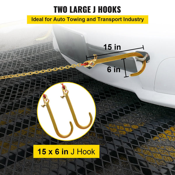 V Bridle Chain 5/16 In X 2 Ft Tow Grade 80 Transport 9260 Lbs Break Strength With Tj Hooks And Crab Heavy Duty Pear Link Connector Shorteners Other Ma