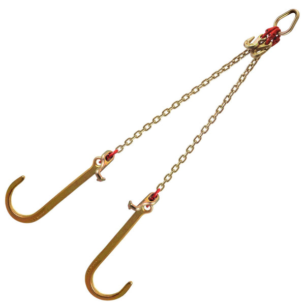 V Bridle Chain 5/16 In X 2 Ft Tow Grade 80 Transport 9260 Lbs Break Strength With Tj Hooks And Crab Heavy Duty Pear Link Connector Shorteners Other Ma