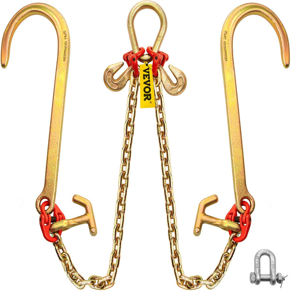 Vevor Bridle Chain 5/16 In X 2 Ft Tow Grade 80 Transport 9260 Lbs Break Strength With Tj Hooks & Grab Heavy Duty Pear Link Connector And Shorteners To