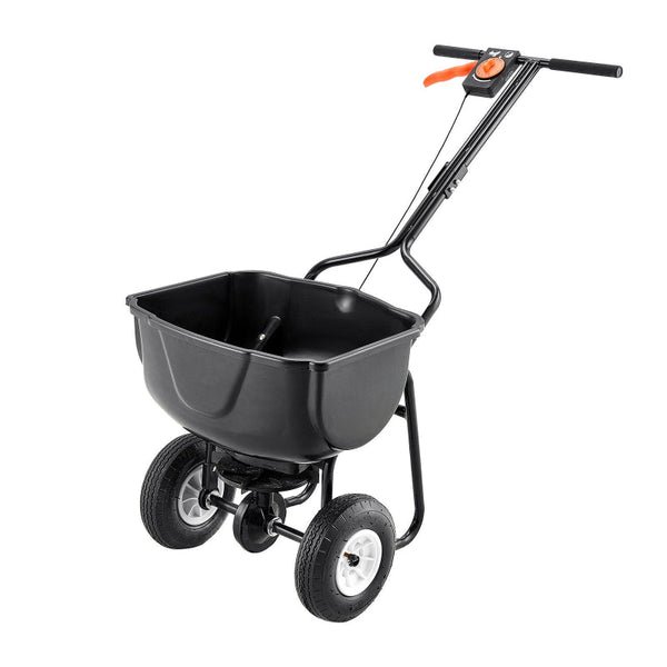 Walk Behind Spreader 60Lbs Capacity Push With Hopper Grate 9.8 Ft Spreading Width In All Terrain Pneumatic Tires Garden & Lawn Broadcast Spreaders For