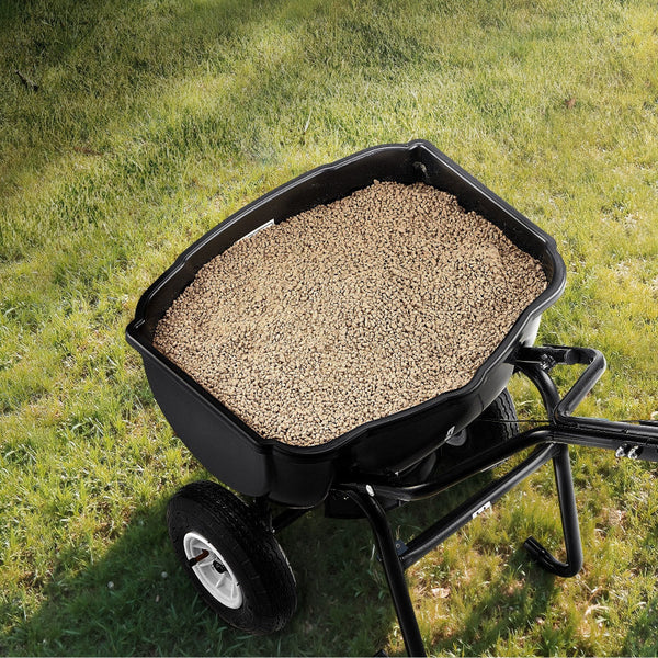 Walk Behind Spreader 60Lbs Capacity Push With Hopper Grate 9.8 Ft Spreading Width In All Terrain Pneumatic Tires Garden & Lawn Broadcast Spreaders For