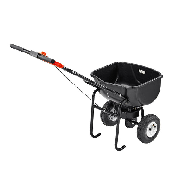 Walk Behind Spreader 60Lbs Capacity Push With Hopper Grate 9.8 Ft Spreading Width In All Terrain Pneumatic Tires Garden & Lawn Broadcast Spreaders For