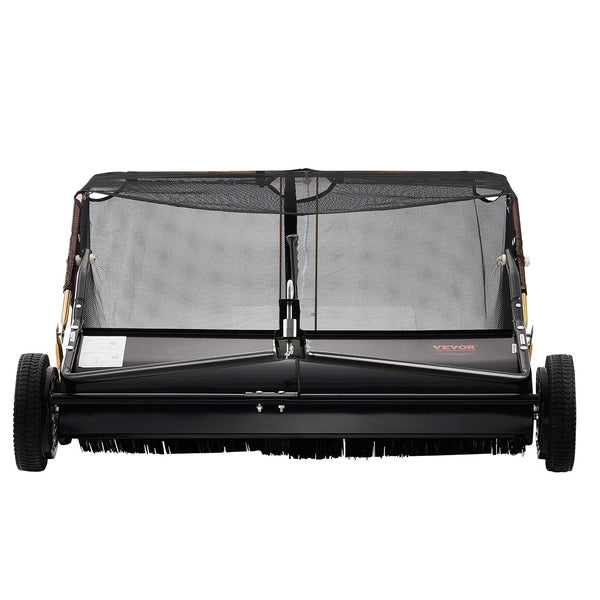 106.6 Cm Lawn Sweeper Tow Behind 12 Cu.Ft. Large Pull Grass Heavy Duty Leaf And Collector With Dumping Rope Design Adjustable Sweeping Height For Pick