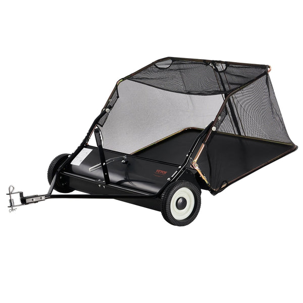 106.6 Cm Lawn Sweeper Tow Behind 12 Cu.Ft. Large Pull Grass Heavy Duty Leaf And Collector With Dumping Rope Design Adjustable Sweeping Height For Pick
