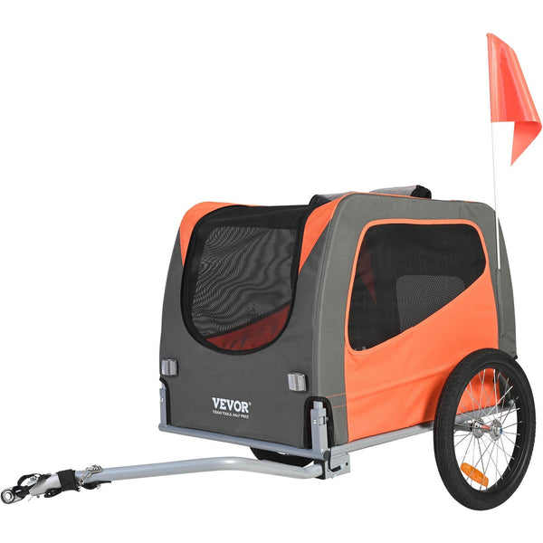 Dog Bike Trailer Supports Up To 30 Kg Pet Cart Bicycle Carrier Easy Folding Frame With Quick Release Wheels Universal Coupler Reflectors Flag Collapsi