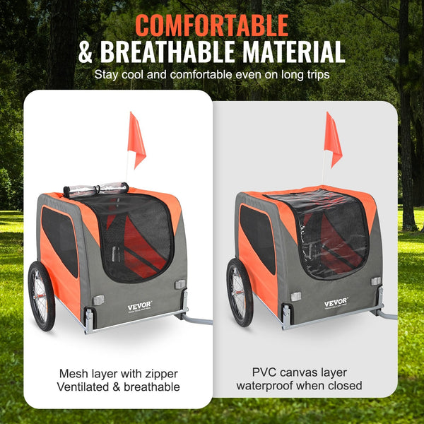 Dog Bike Trailer Supports Up To 30 Kg Pet Cart Bicycle Carrier Easy Folding Frame With Quick Release Wheels Universal Coupler Reflectors Flag Collapsi