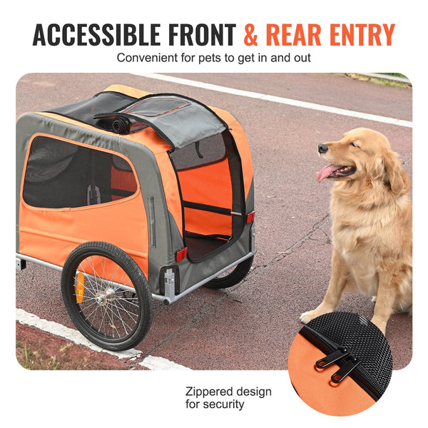 Dog Bike Trailer Supports Up To 30 Kg Pet Cart Bicycle Carrier Easy Folding Frame With Quick Release Wheels Universal Coupler Reflectors Flag Collapsi