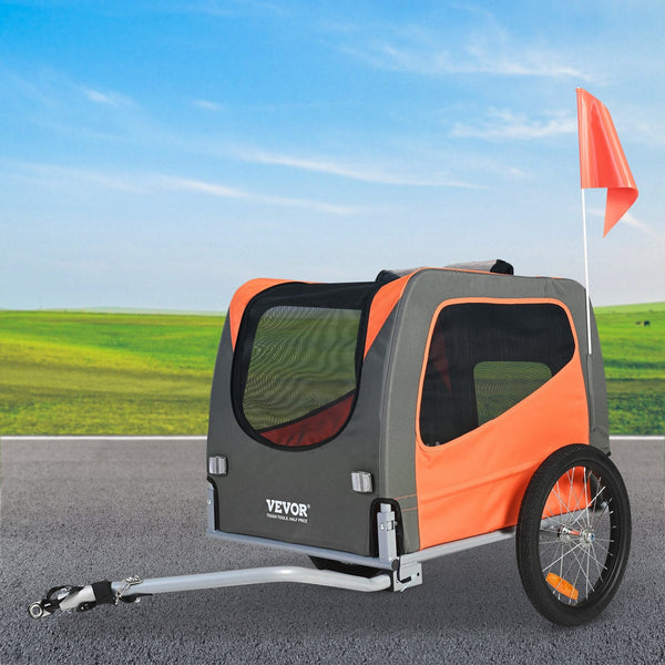 Dog Bike Trailer Supports Up To 30 Kg Pet Cart Bicycle Carrier Easy Folding Frame With Quick Release Wheels Universal Coupler Reflectors Flag Collapsi