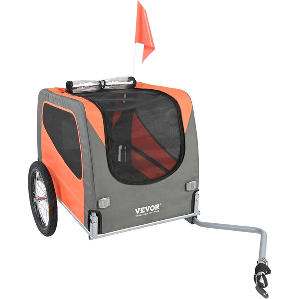 Dog Bike Trailer Supports Up To 30 Kg Pet Cart Bicycle Carrier Easy Folding Frame With Quick Release Wheels Universal Coupler Reflectors Flag Collapsi