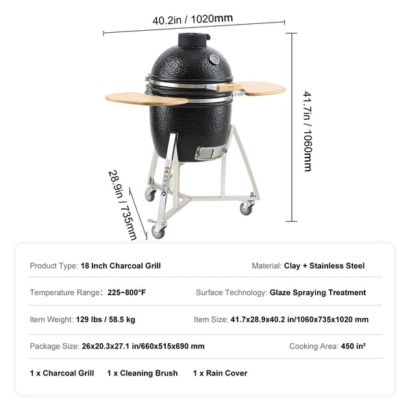 Vevor Charcoal Grill Propane Gas Grills With Cover And Cart Heavy Duty Stainless Steel Bbq Mini Smoker For Outdoor Cooking Barbecue Camping Picnic Bac