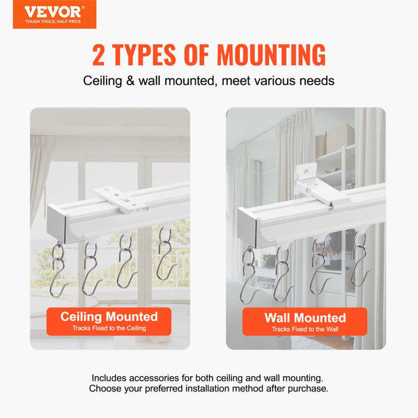 Vevor Ceiling Curtain Track Set 5.9 Ft/1.8 Meter_Oom Divider With Hooks White Curtain Poles & Accessories