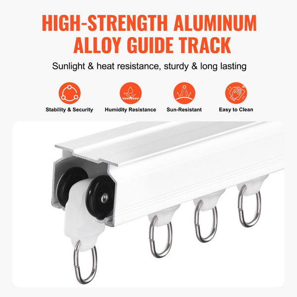 Vevor Ceiling Curtain Track Set 5.9 Ft/1.8 Meter_Oom Divider With Hooks White Curtain Poles & Accessories