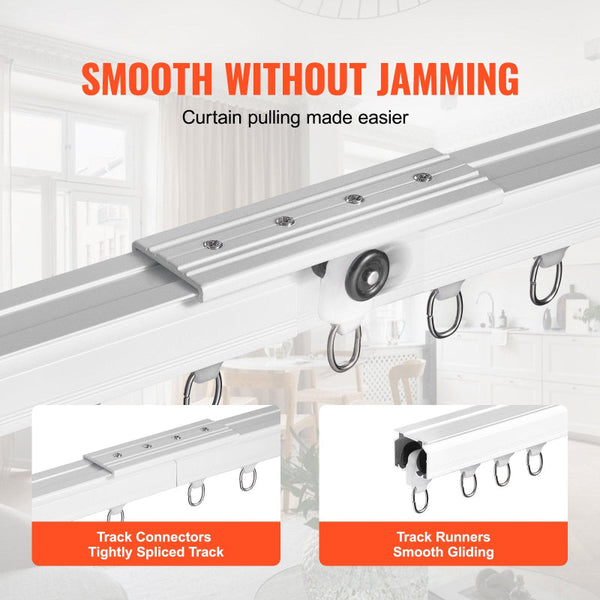 Vevor Ceiling Curtain Track Set 5.9 Ft/1.8 Meter_Oom Divider With Hooks White Curtain Poles & Accessories