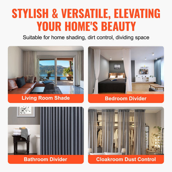 Vevor Ceiling Curtain Track Set 5.9 Ft/1.8 Meter_Oom Divider With Hooks White Curtain Poles & Accessories