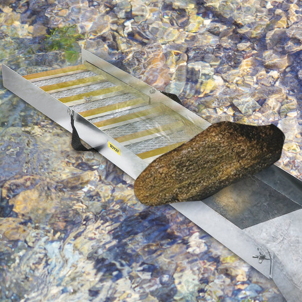 Vevor Folding Aluminum Alloy Sluice Box Compact 50" Boxes For Gold Lightweight Equipment Portable With Miner's Moss River Creek Panning Prospecting Dr
