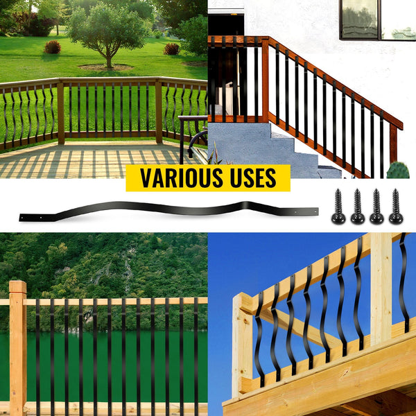 Vevor Deck Balusters 51 Pack Metal Spindles 32.25""X1"" Staircase With Screws Iron Railing For Wood And Composite Stylish Outdoor Porch Staircase Kits